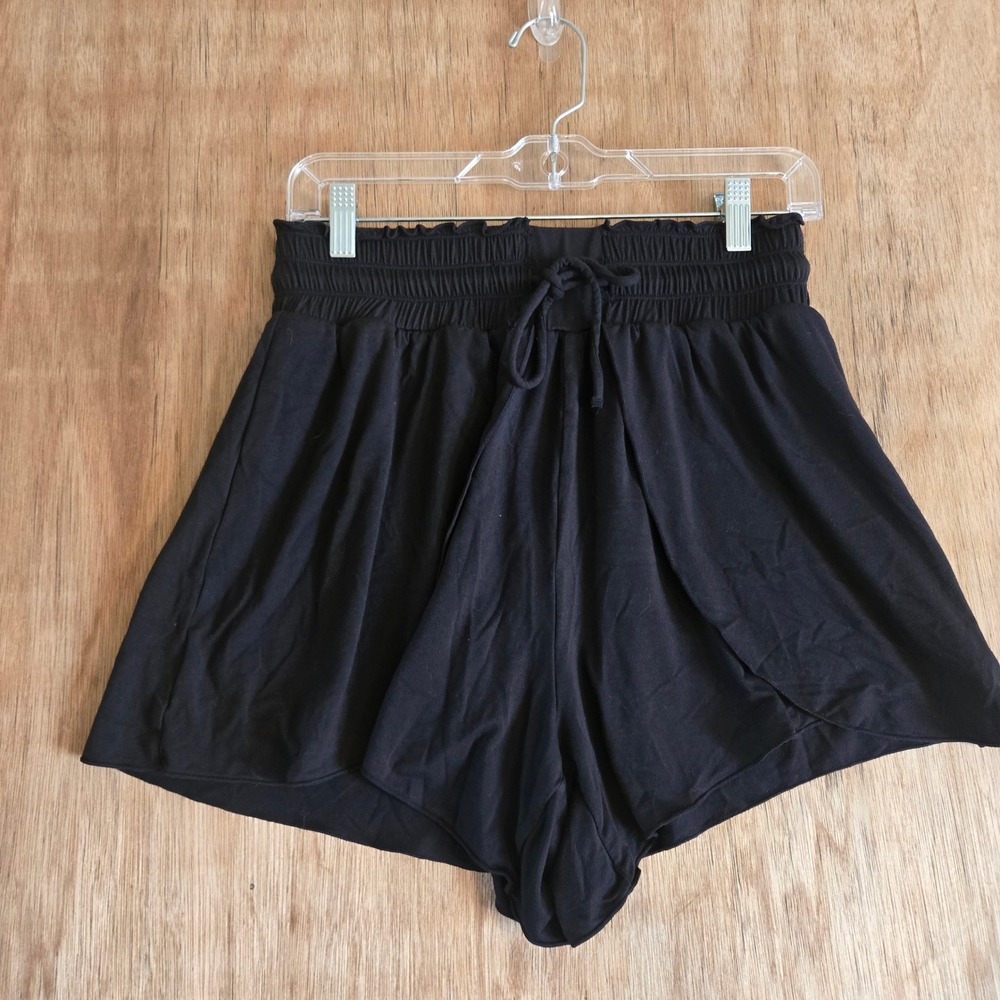 Halara Black Flowy Athletic Shorts Smocked Drawstring High Waisted Women L